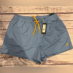 Alpine Design Light Blue Women's Athletic Shorts with Yellow Drawstring